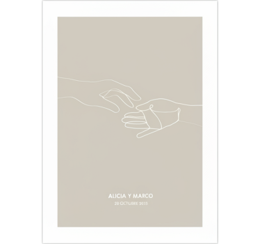 Customisable poster minimalist reaching hands - TenStickers