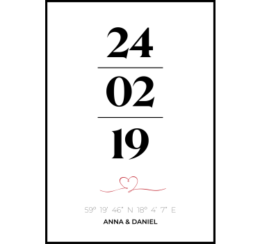 coordinates of love customisable wall poster - TenStickers