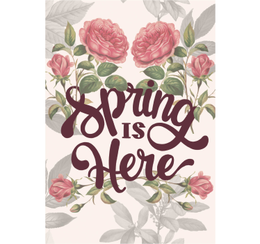 Spring is here text with flower poster - TenStickers