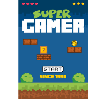 "Super gamer" retro style video game poster - TenStickers