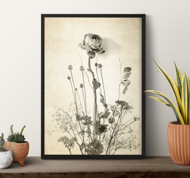 Bouquet of flowers on beige background wall poster - TenStickers