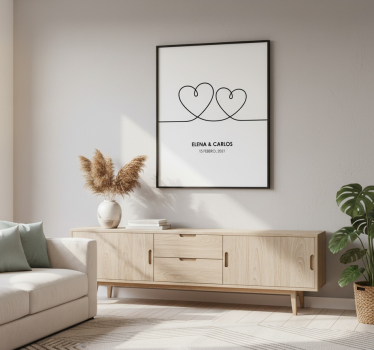 Customisable poster single line heart - TenStickers