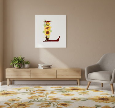 Flower poster with customizable initial sunflower - TenStickers