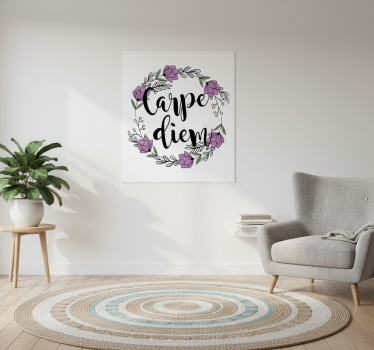 Living room poster carpe diem colorful floral design - TenStickers