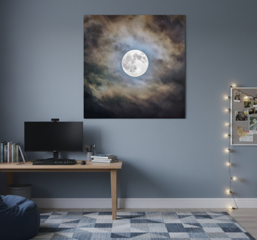 Living room poster full moon night art print - TenStickers