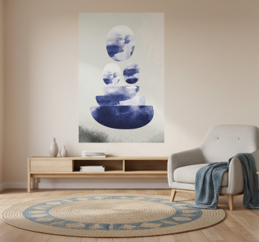 Living room poster in blue shape - TenStickers
