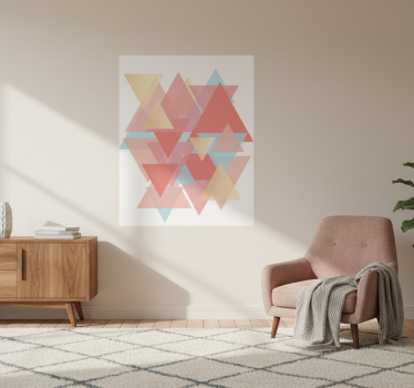 Living room poster in pink and golden triangles - TenStickers