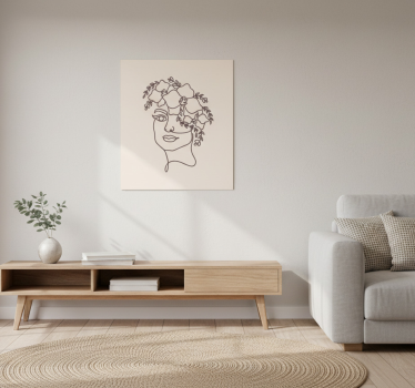 Living room poster minimalist floral woman silhouette - TenStickers