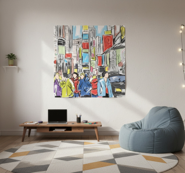 Living room poster modern new york figures - TenStickers