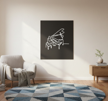 Living room poster pianist lineart cute design - TenStickers