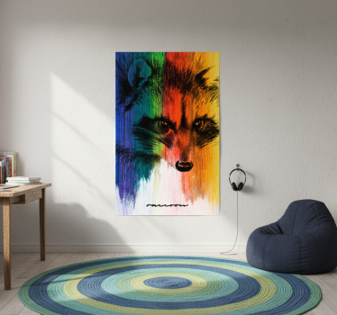 Living room poster rainbow raccoon - TenStickers
