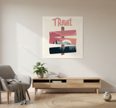 Living room poster road signs travel illustration - TenStickers
