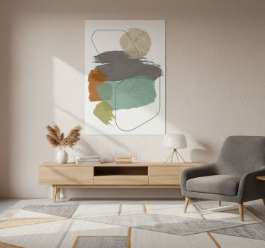 Living room poster with abstract paint strokes - TenStickers