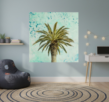 Living room poster with retro palm tree design - TenStickers
