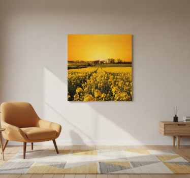 Living room poster yellow flower field art - TenStickers