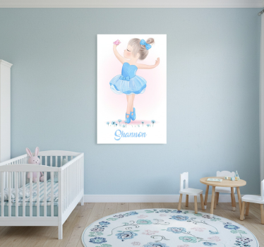 Nursery poster blue ballerina with name - TenStickers