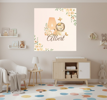 Nursery poster of cute animals lioness with name - TenStickers