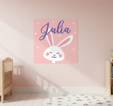 Nursery poster white bunny with name - TenStickers