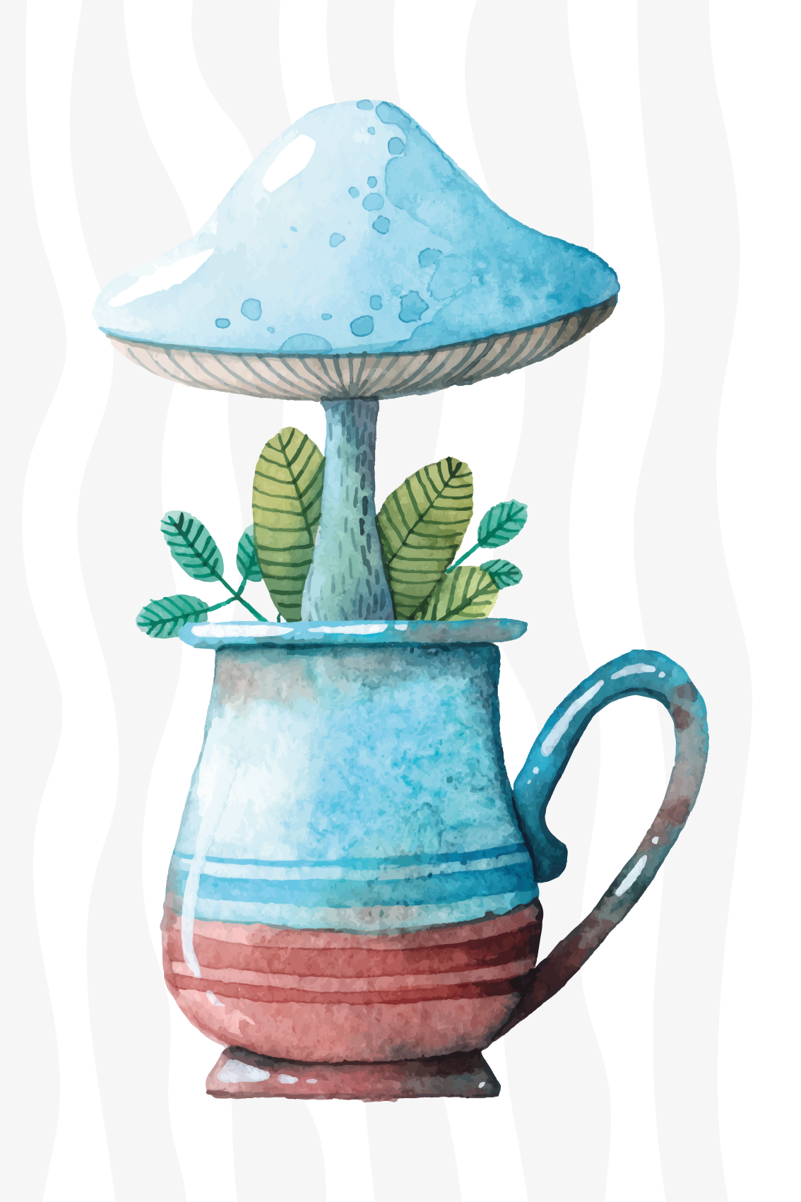 Kitchen poster with cute mushroom design in cup - TenStickers