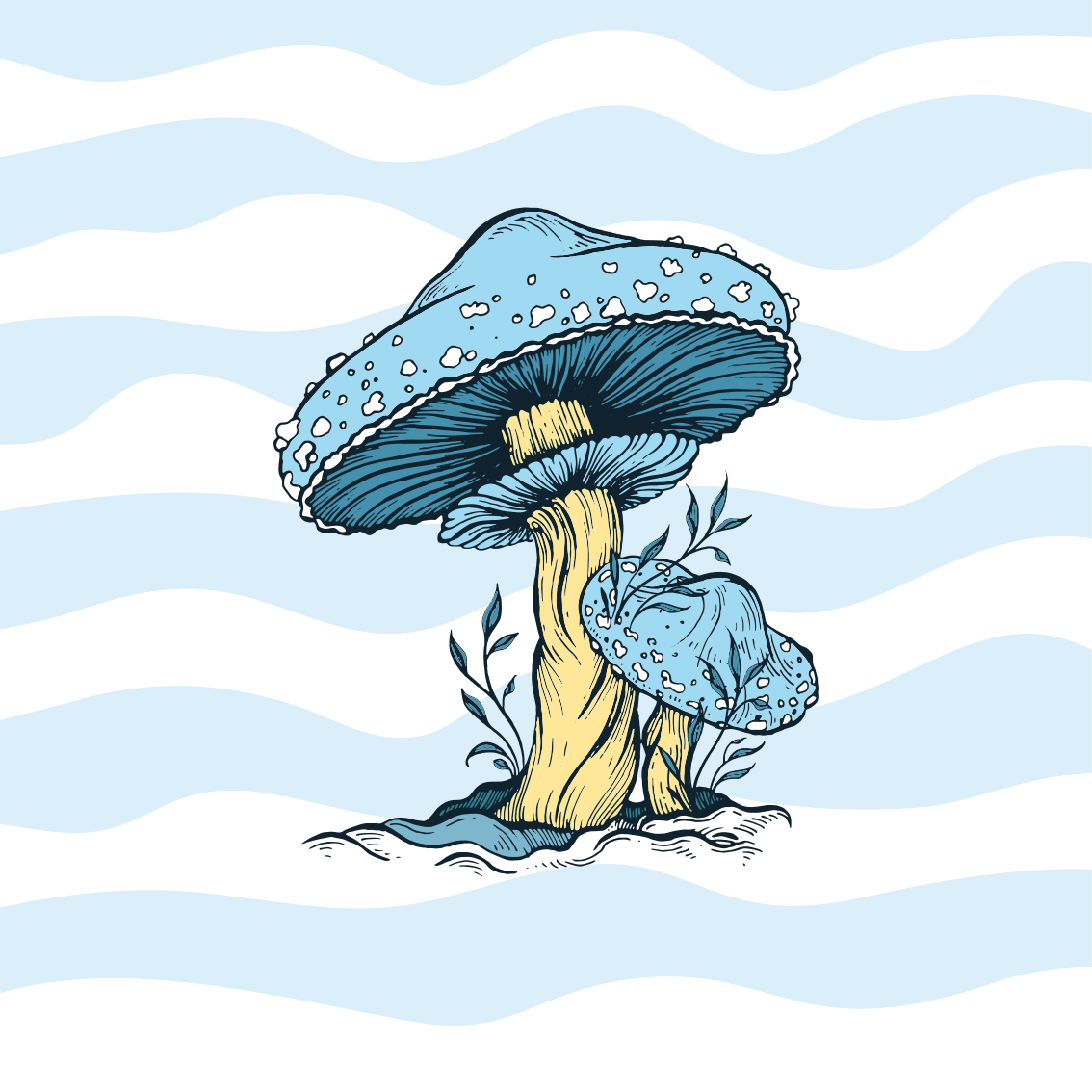 Kitchen poster featuring blue mushroom illustration - TenStickers