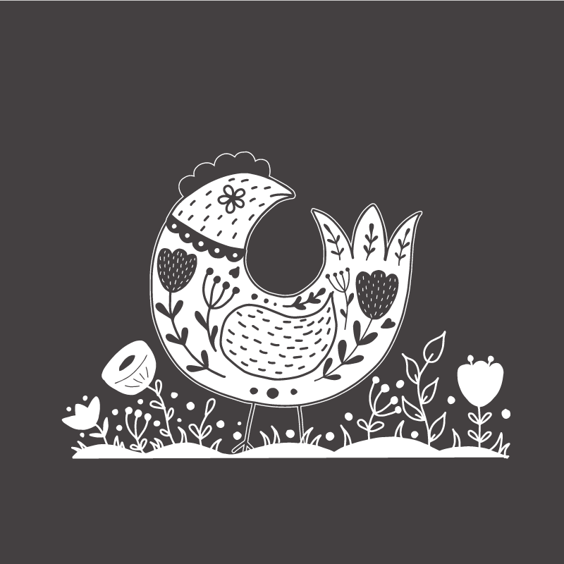 Proud chickens with polish flower pattern kitchen poster - TenStickers