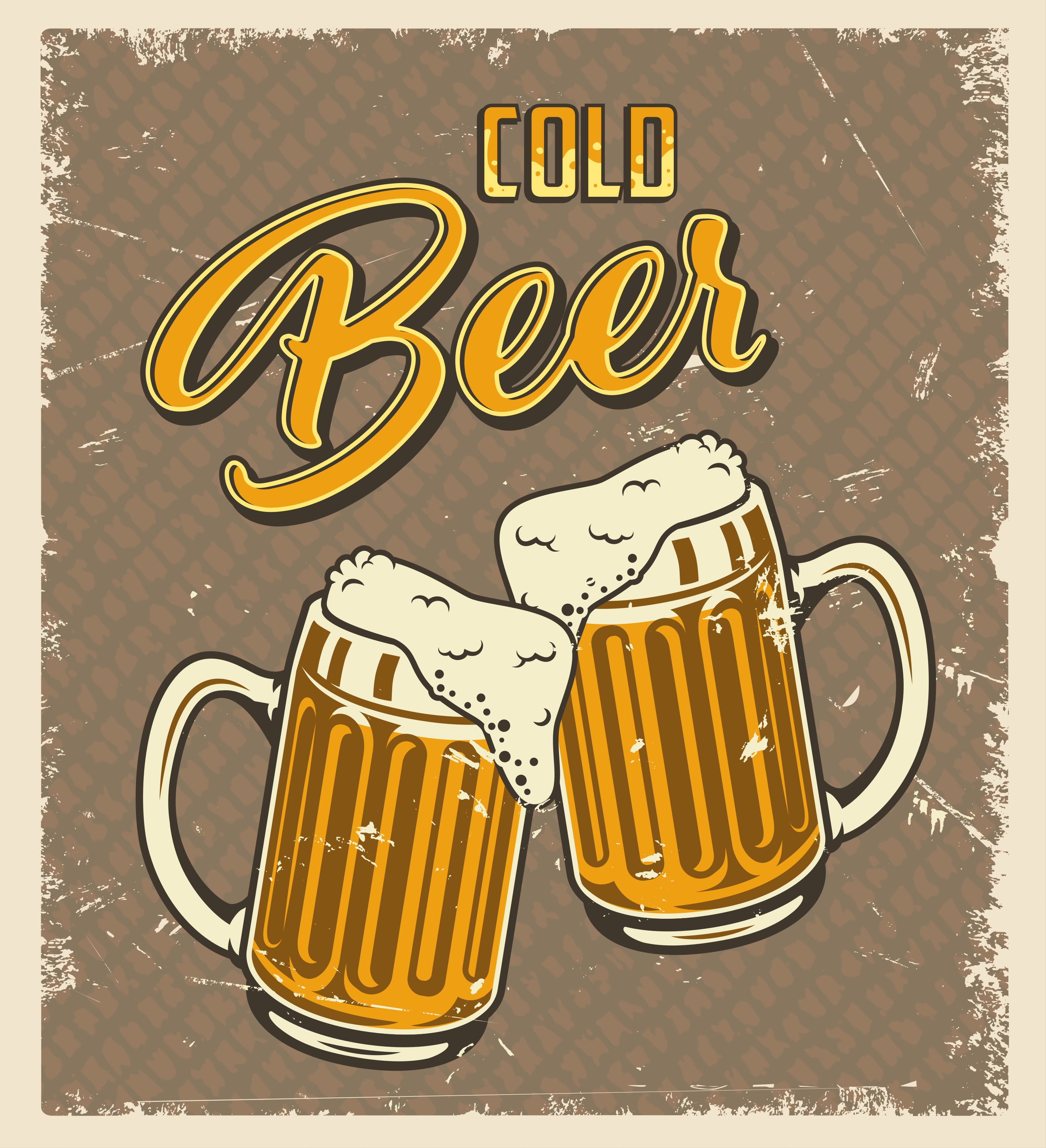 Kitchen poster cold beer vintage distressed look - TenStickers
