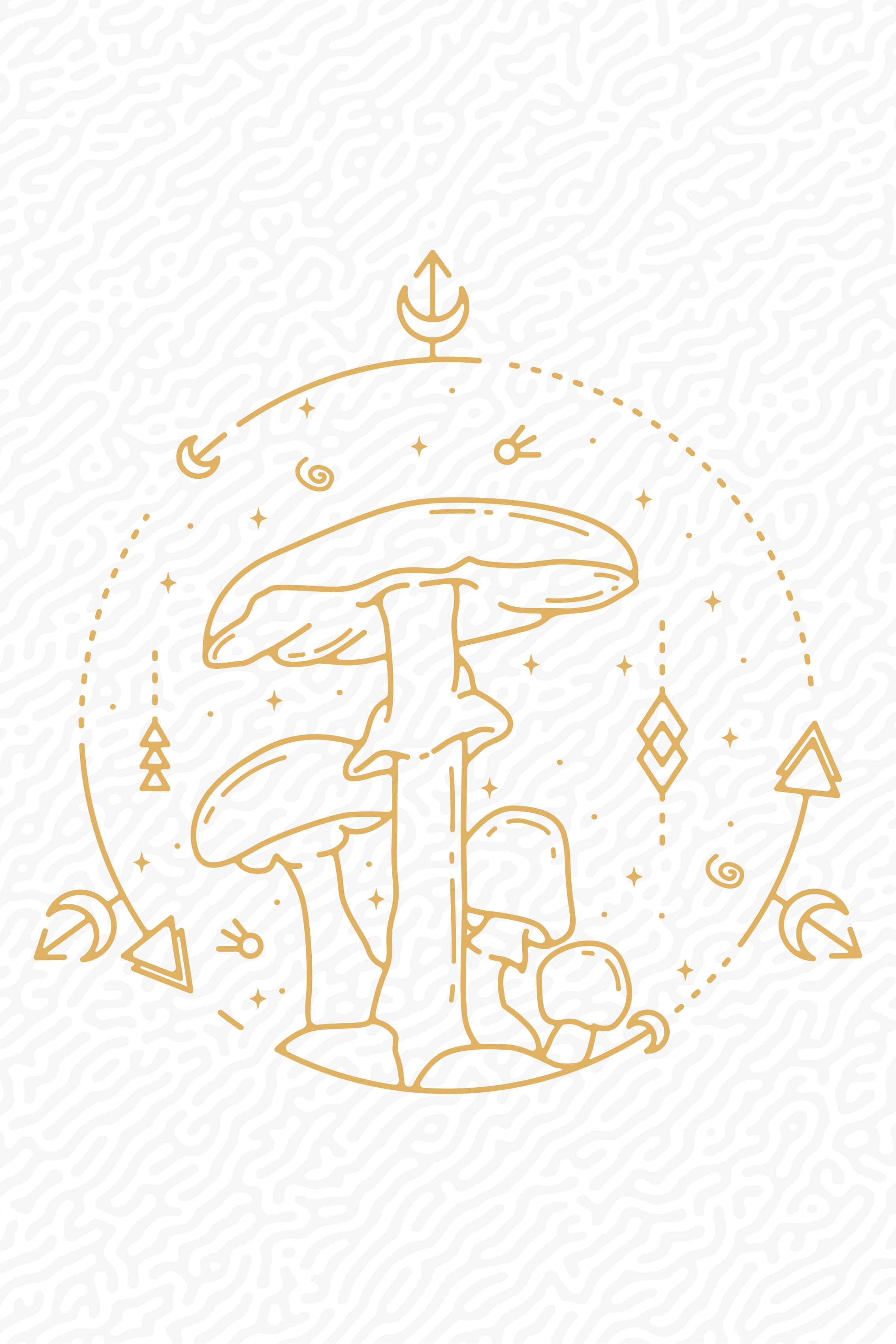 Kitchen poster geometric mushroom line art - TenStickers