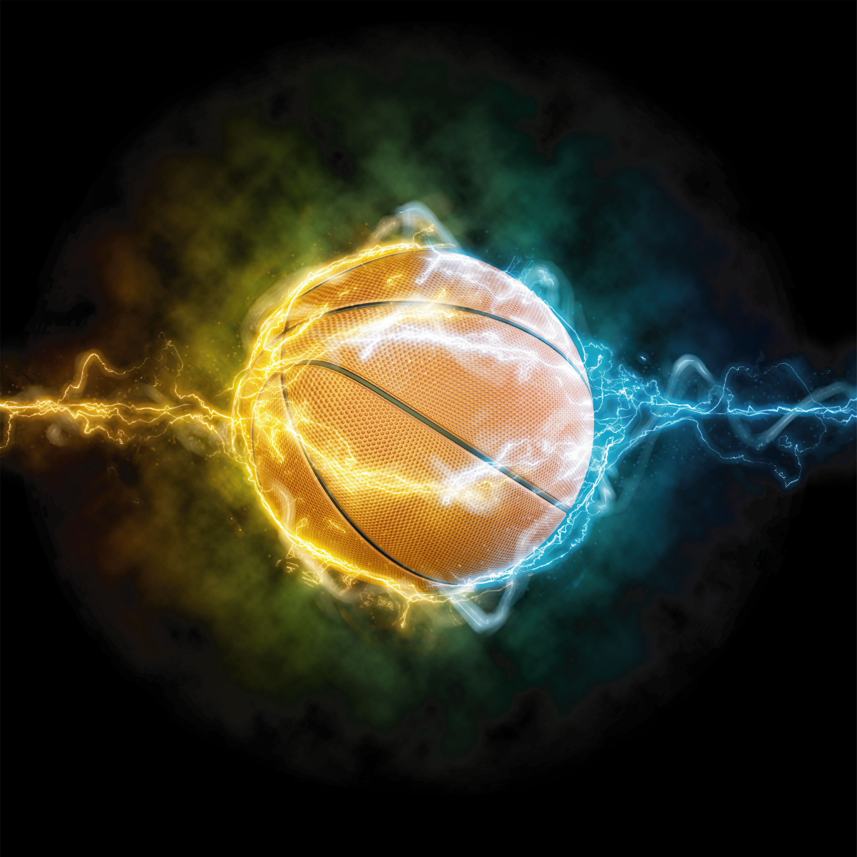 Poster for teenager water and fire basketball art - TenStickers