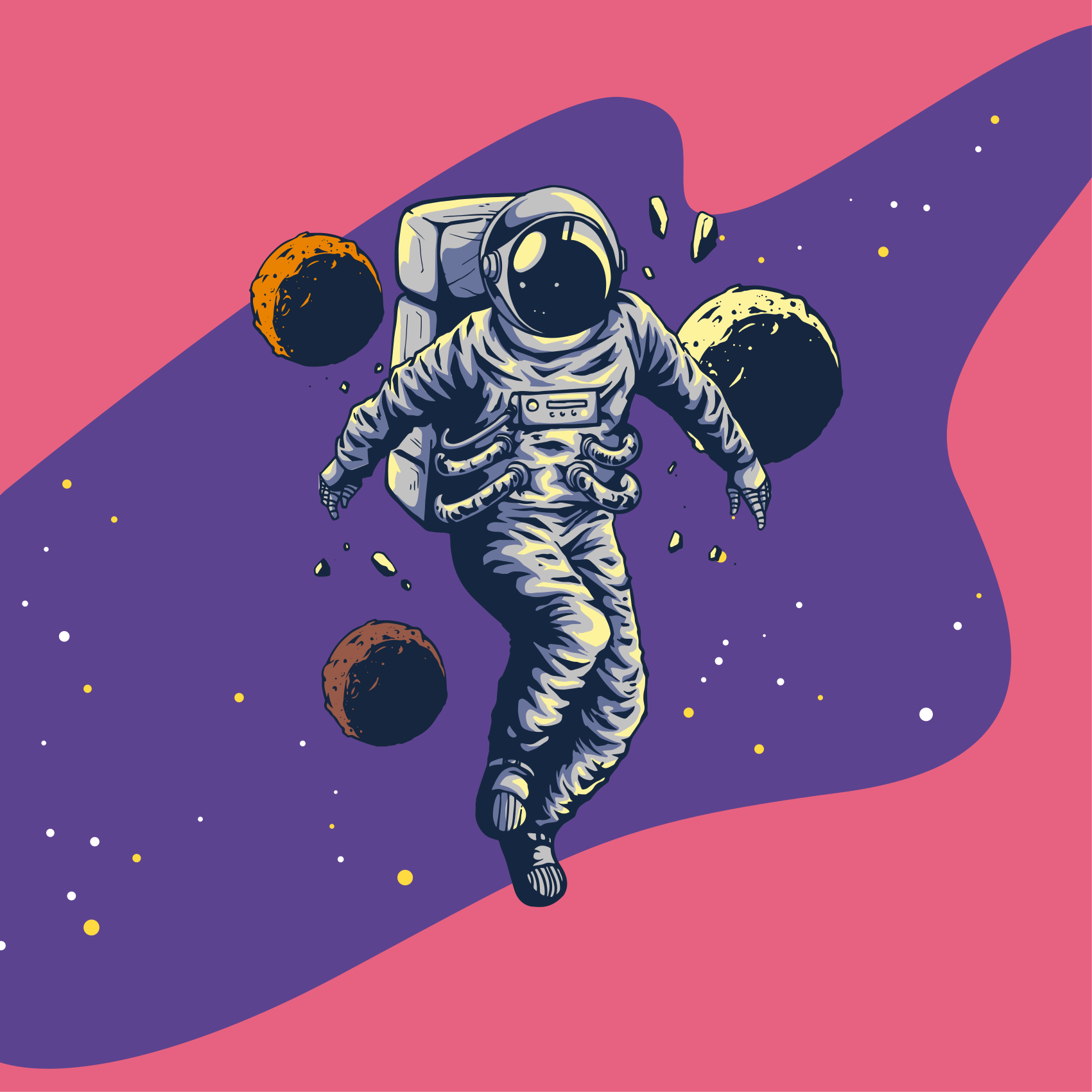 Poster for teenager hand drawn astronaut flying - TenStickers