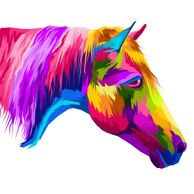 Living room poster colorful horses - TenStickers