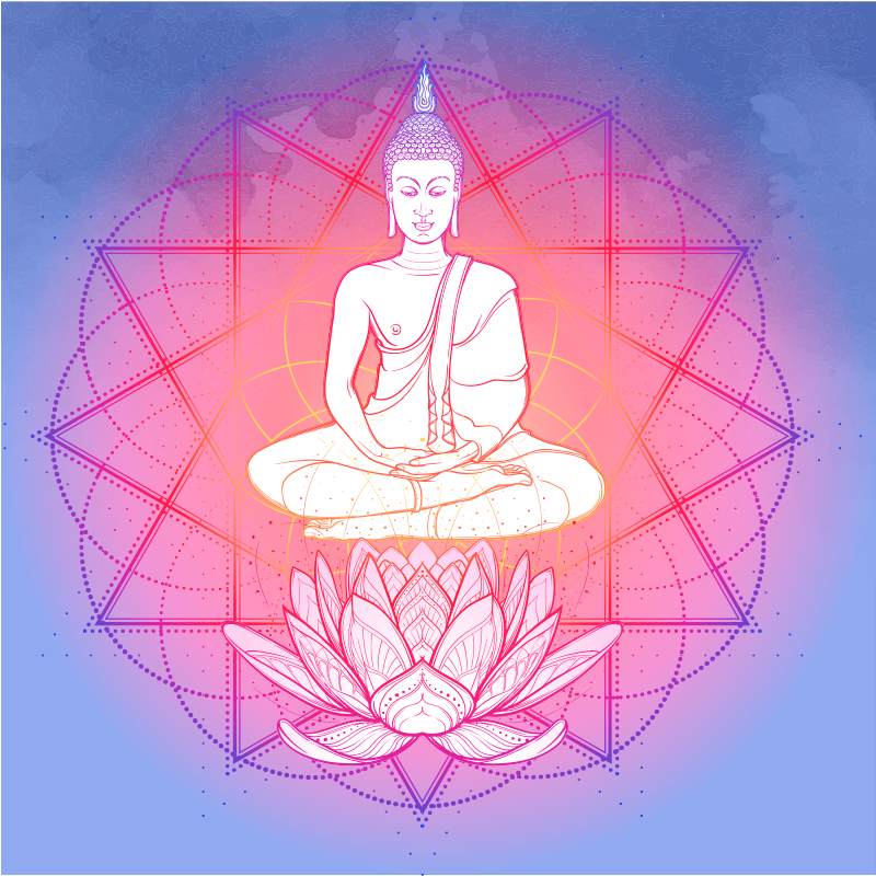 Living room poster mandala buddha meditating art - TenStickers