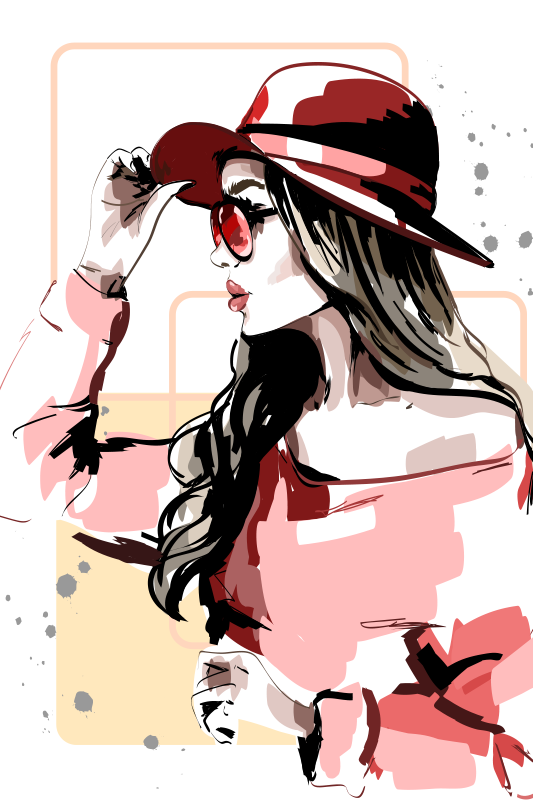 Living room poster elegant ladies with hats - TenStickers