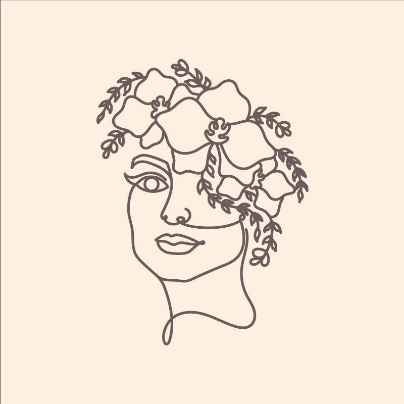 Living room poster minimalist floral woman silhouette - TenStickers