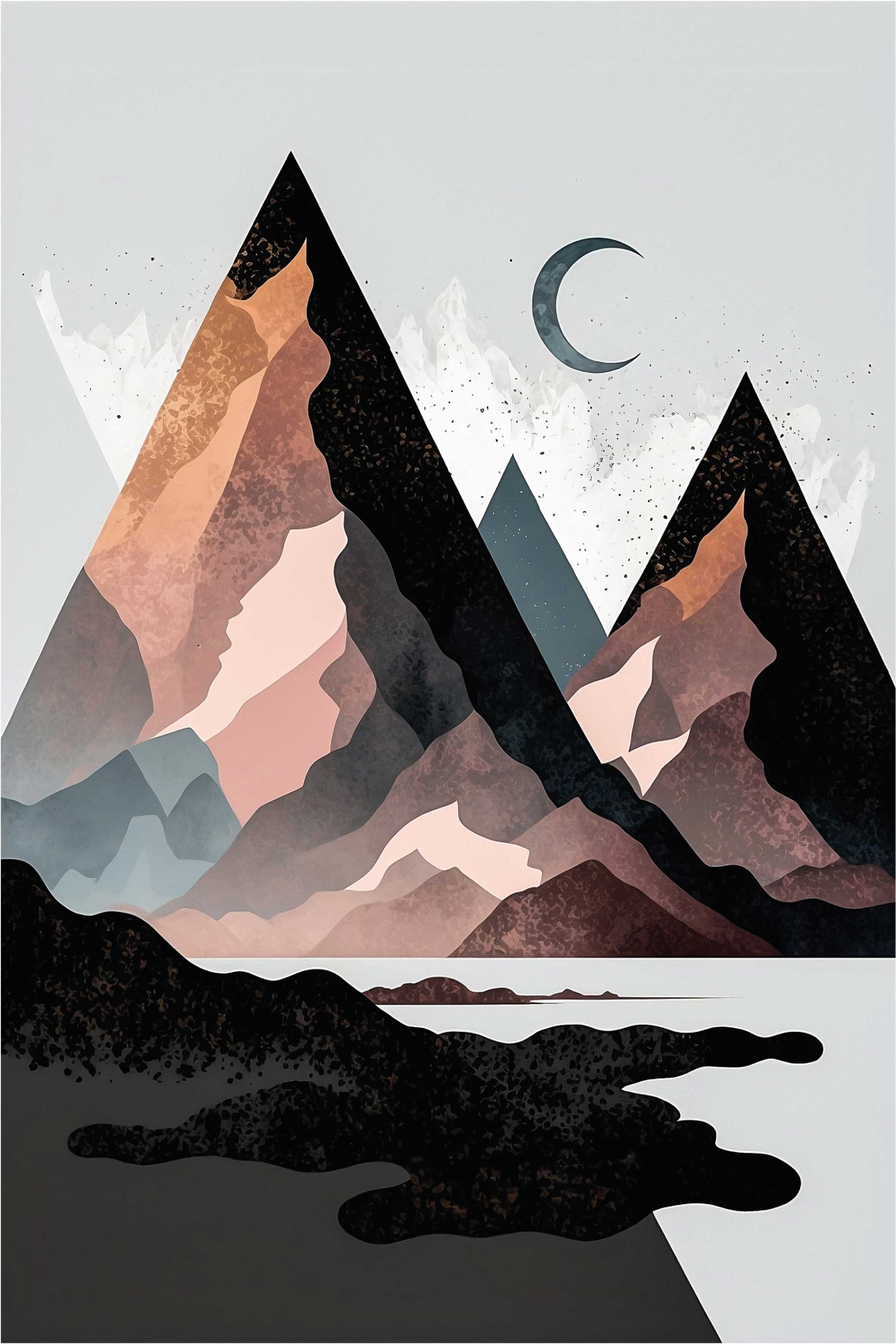 Living room poster nordic geometric mountains art - TenStickers