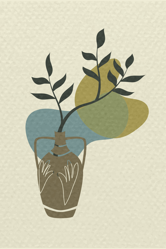 Living room poster japandi minimalist nature - TenStickers