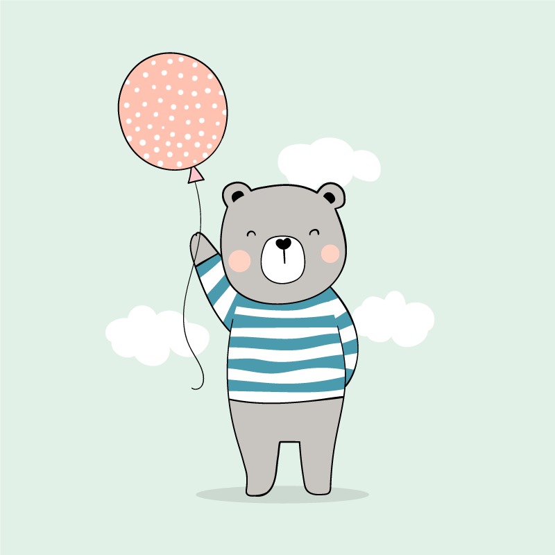 Nursery poster baby bear with balloon - TenStickers