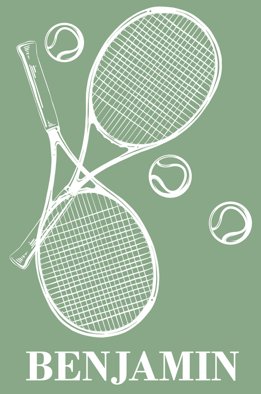 Nursery poster personalised tennis art print - TenStickers