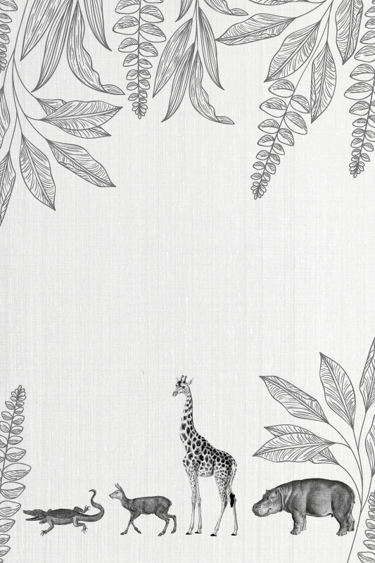 Nursery poster with safari animals and trees border - TenStickers