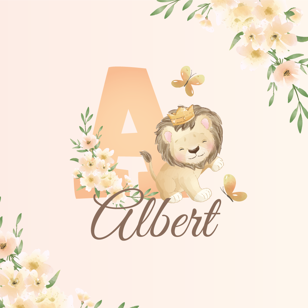 Nursery poster of cute animals lioness with name - TenStickers