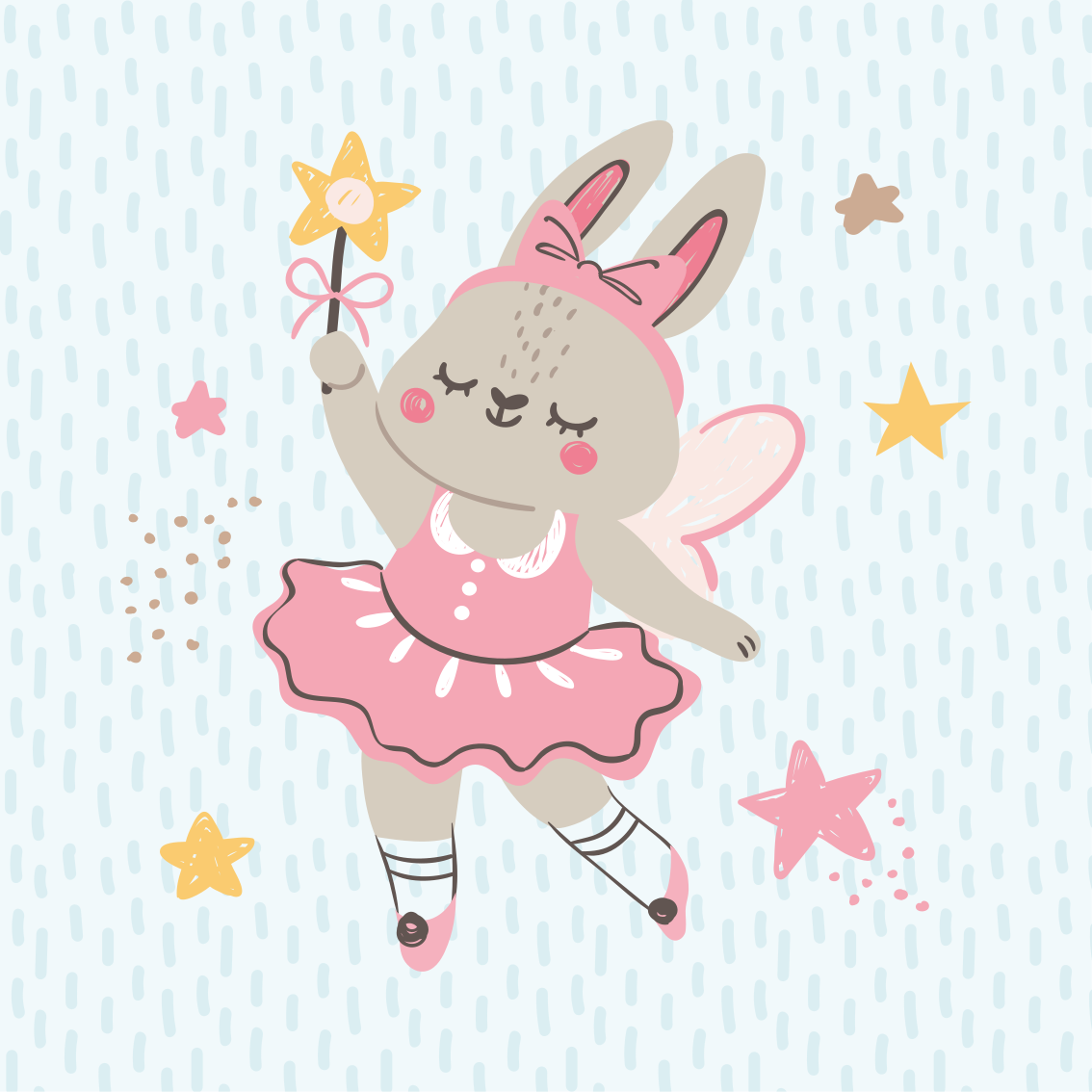 Nursery poster with rabbit fairy illustration and stars - TenStickers
