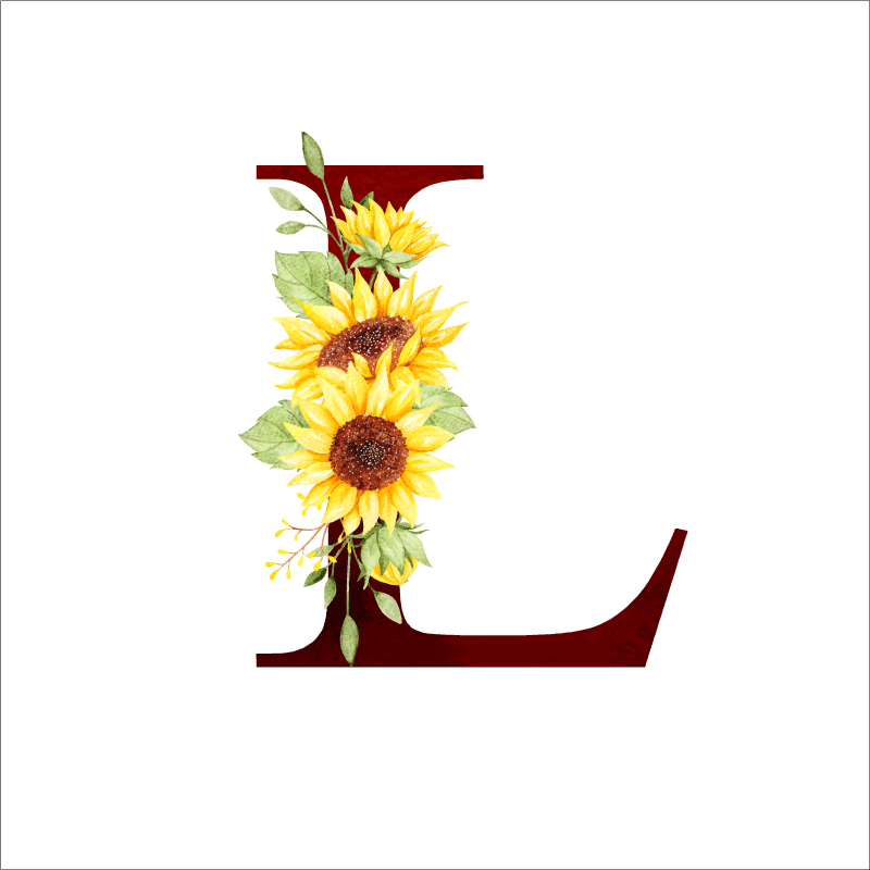 Flower poster with customizable initial sunflower - TenStickers