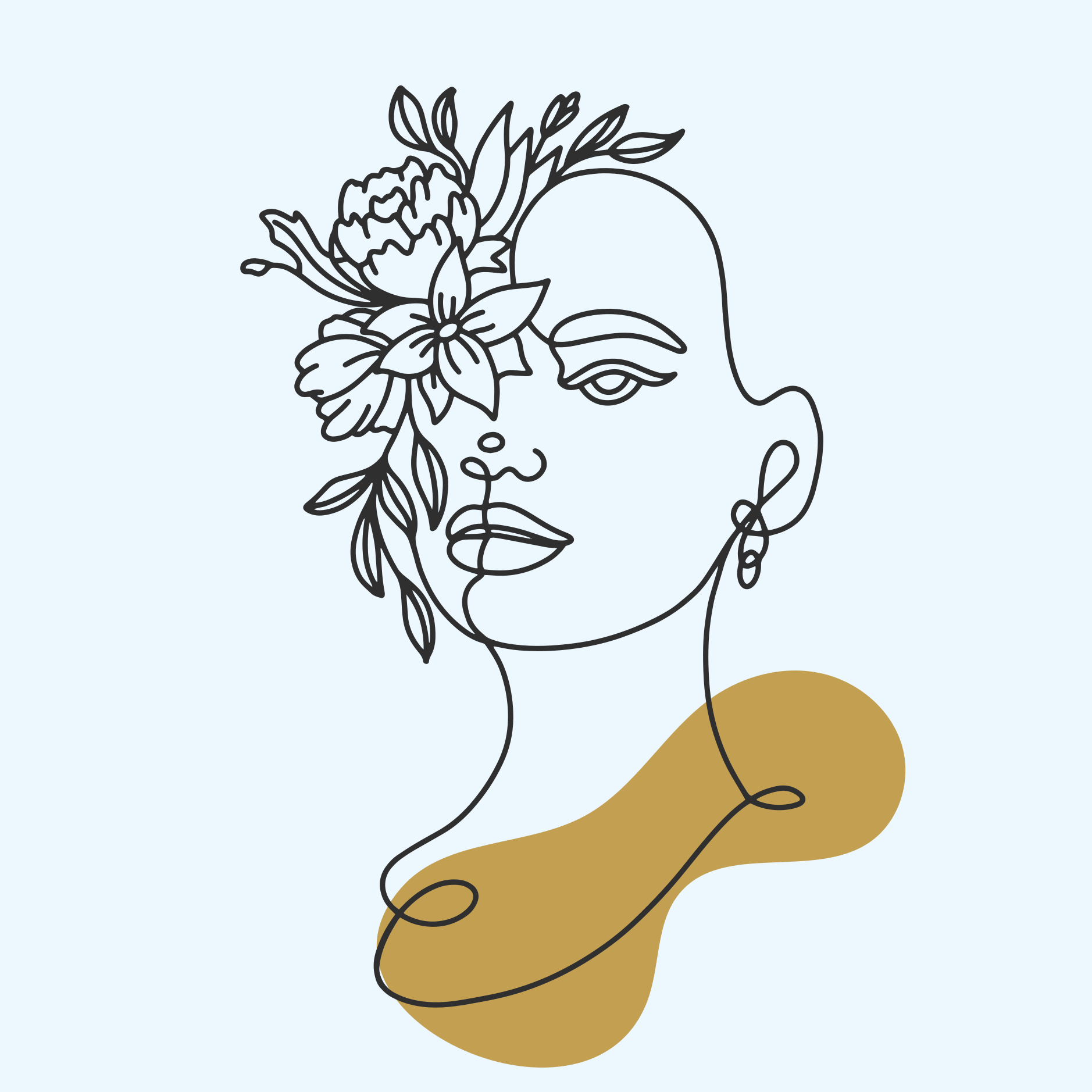 Flower poster with abstract woman lines - TenStickers