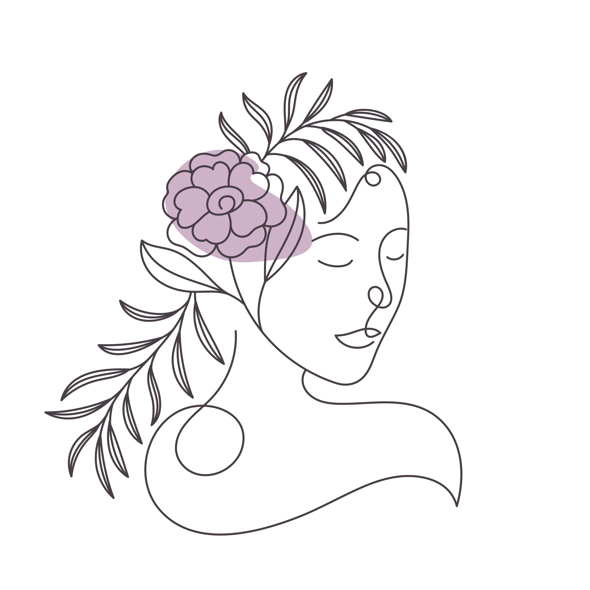 Flower poster minimalist woman's face - TenStickers