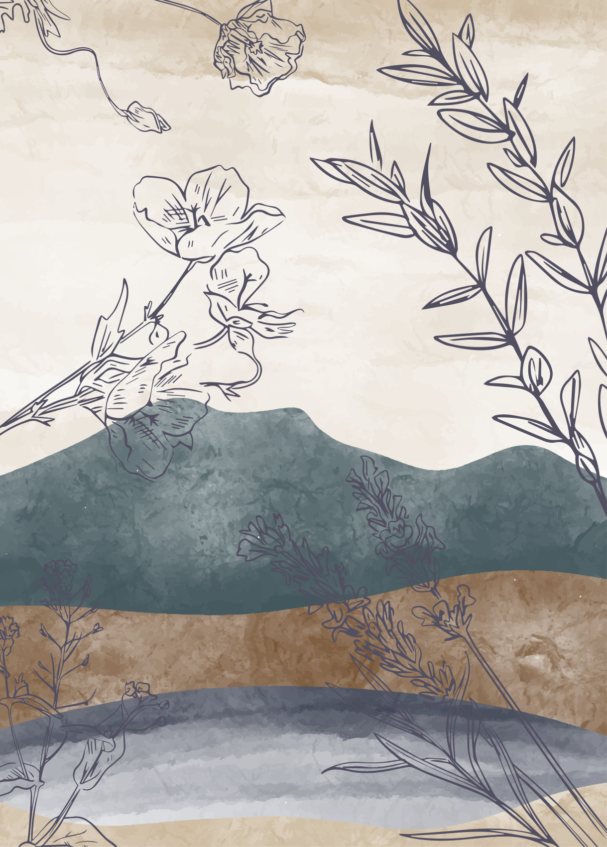 Flowers poster botanical silhouette - TenStickers