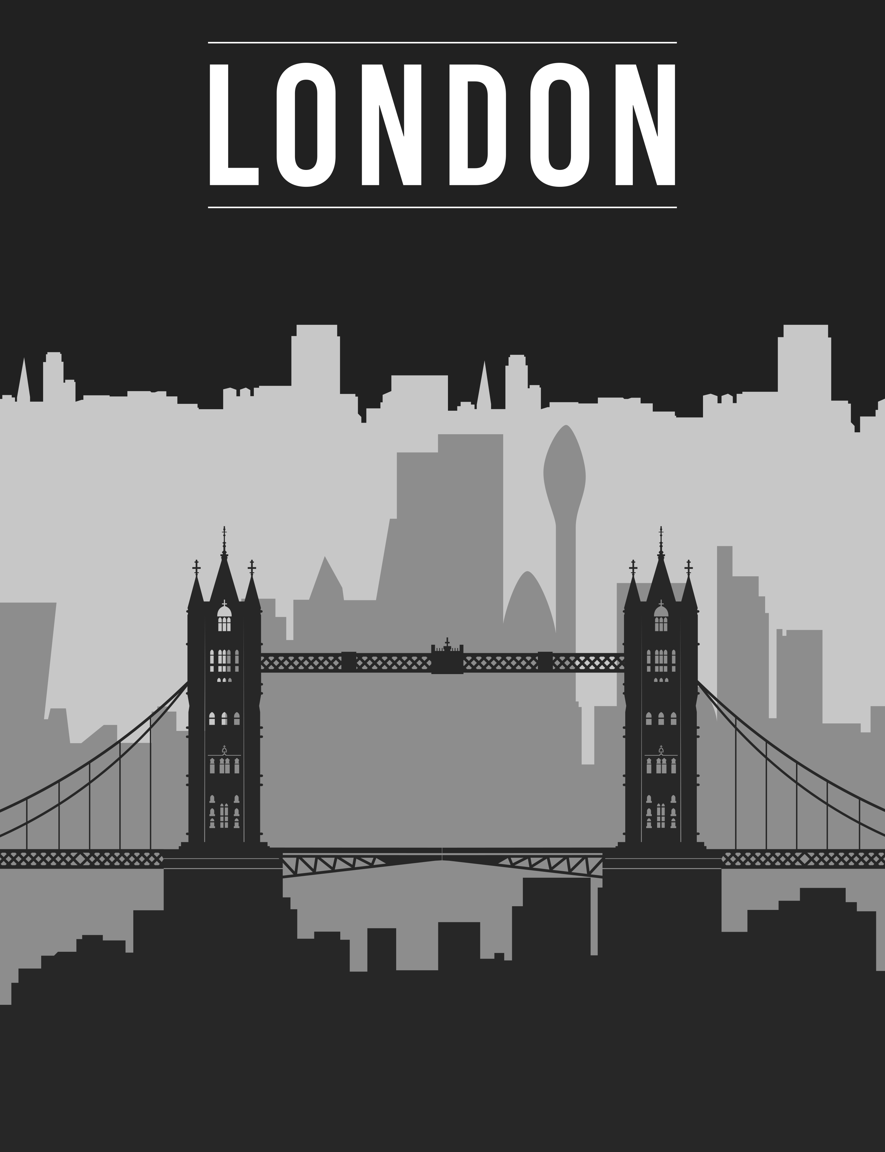 Quote poster black and gray london skyline - TenStickers