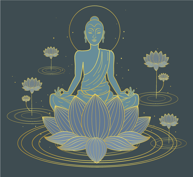 Zen poster of meditative buddha artwork - TenStickers