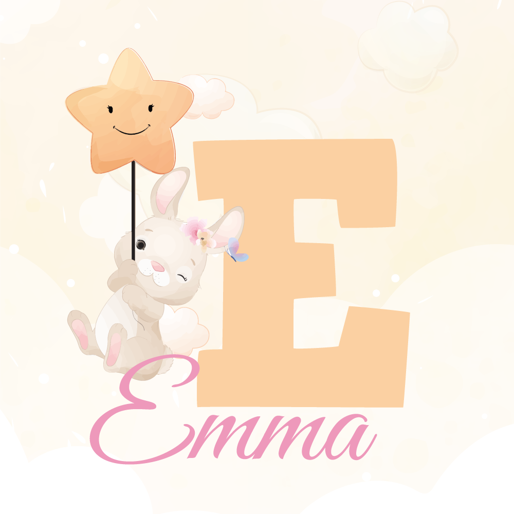 Customisable poster of happy bunny with star - TenStickers