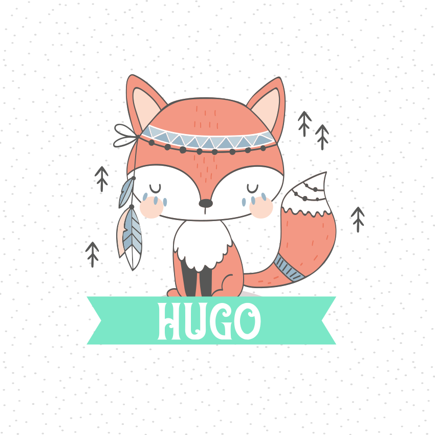 Customisable poster adorable fox illustration - TenStickers