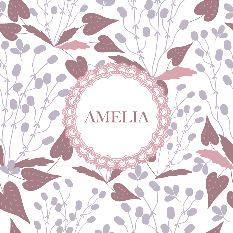 Customisable poster floral name artwork - TenStickers