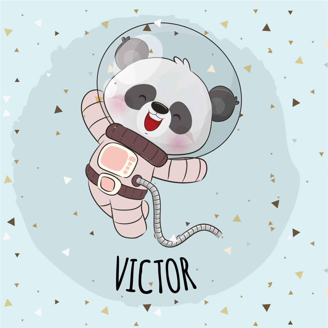 Customisable poster cheerful space panda - TenStickers